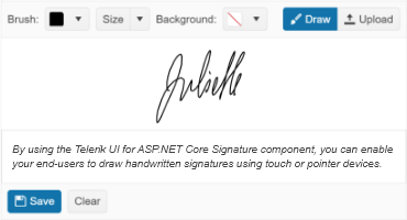 Telerik UI for ASP.NET Core Signature component