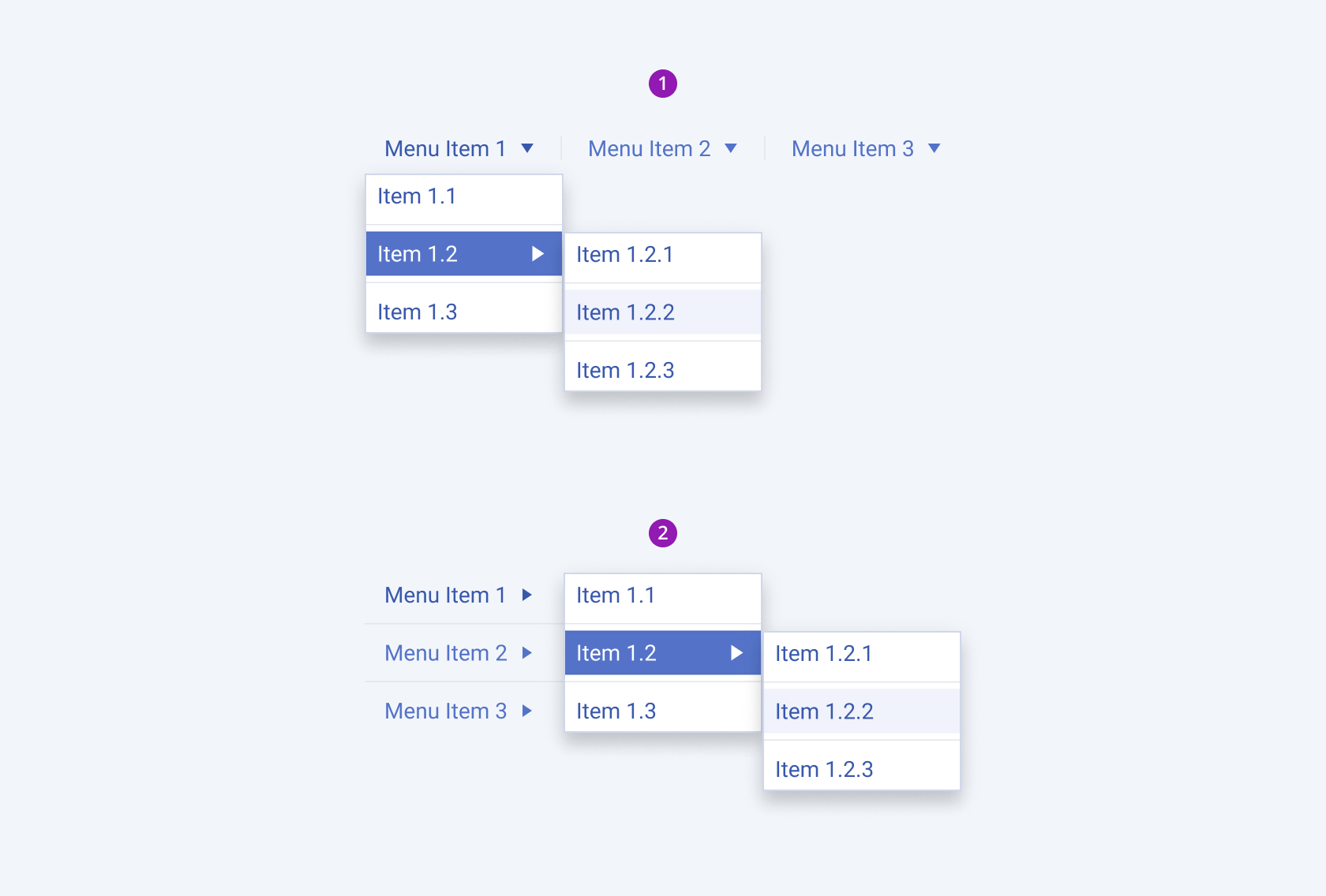 A Telerik and Kendo UI Menu component with separators in a horizontal and vertical orientation A Telerik and Kendo UI Menu component with separators in a horizontal and vertical orientation