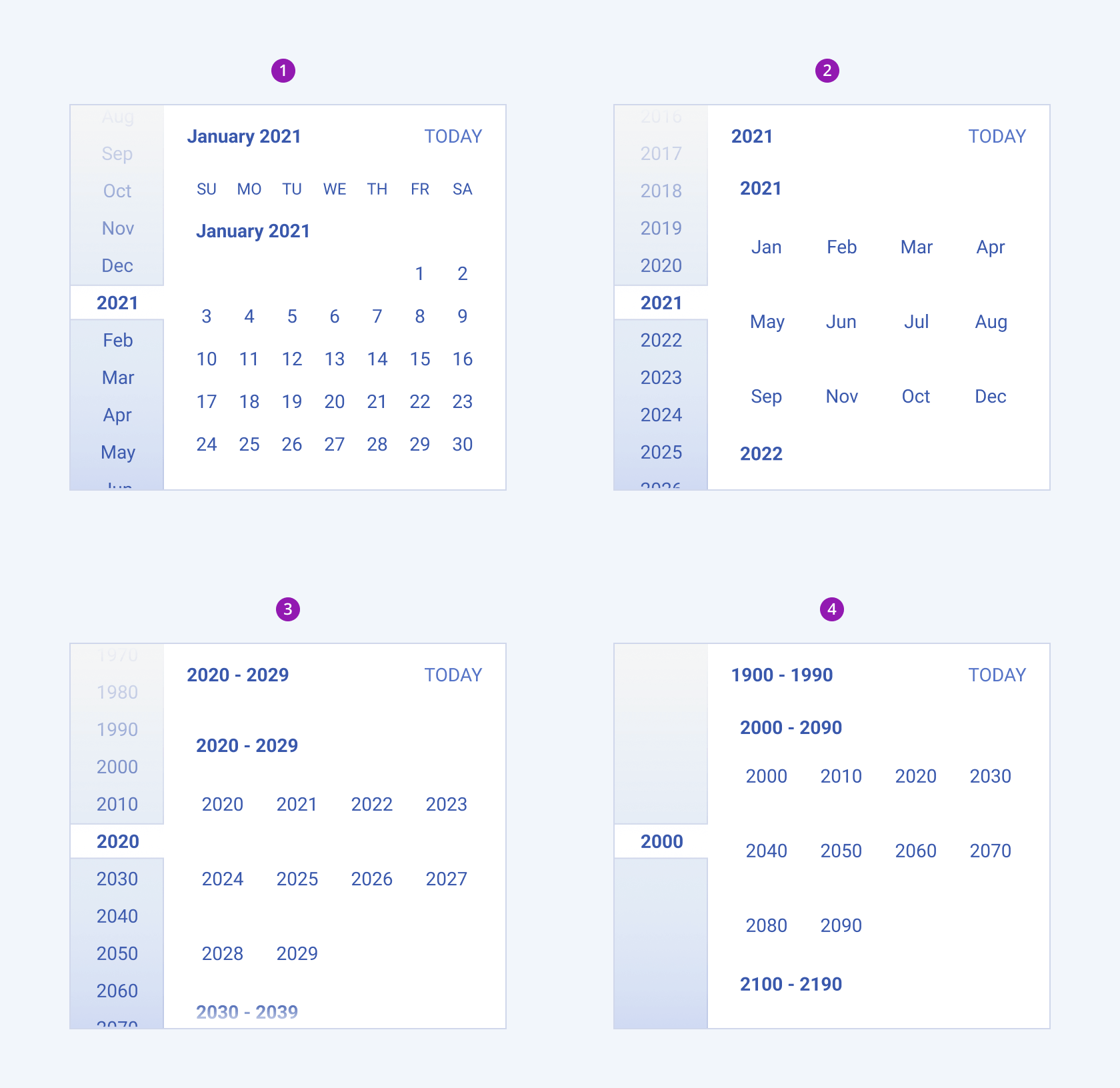 Views of a Telerik and Kendo UI Calendar component A Telerik and Kendo UI Calendar component views