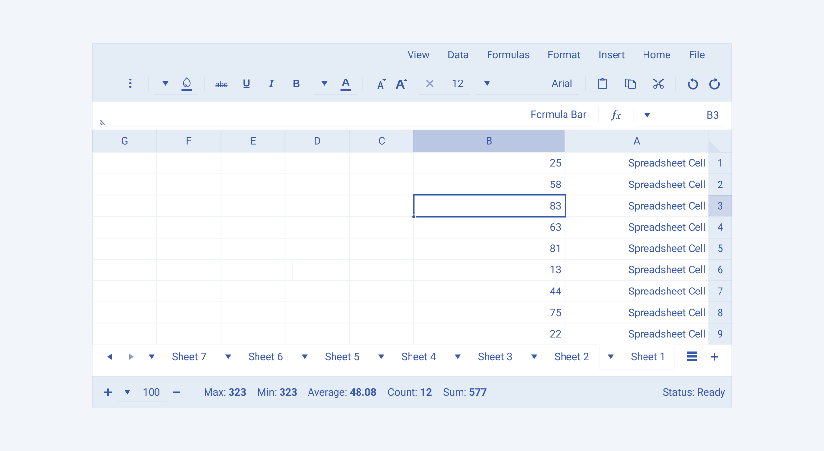 A Telerik and Kendo UI Spreadsheet demonstrating the right-to-left option. A Telerik and Kendo UI Spreadsheet component demonstrating the right-to-left option.