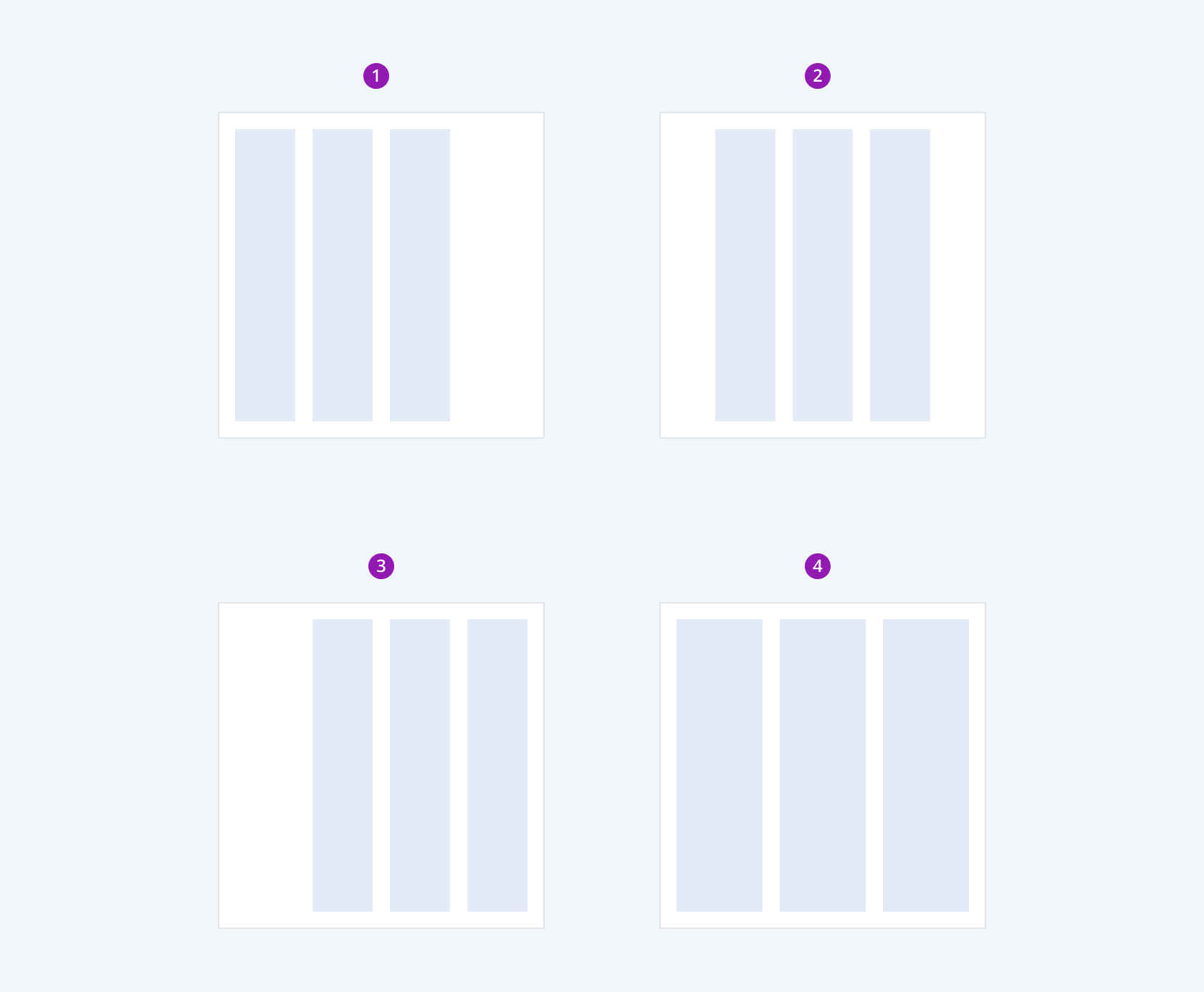 The left, center, right and stretch horizontal alignments of the Telerik and Kendo UI GridLayout The four possible horizontal alignment options of the Telerik and Kendo UI StackLayout component