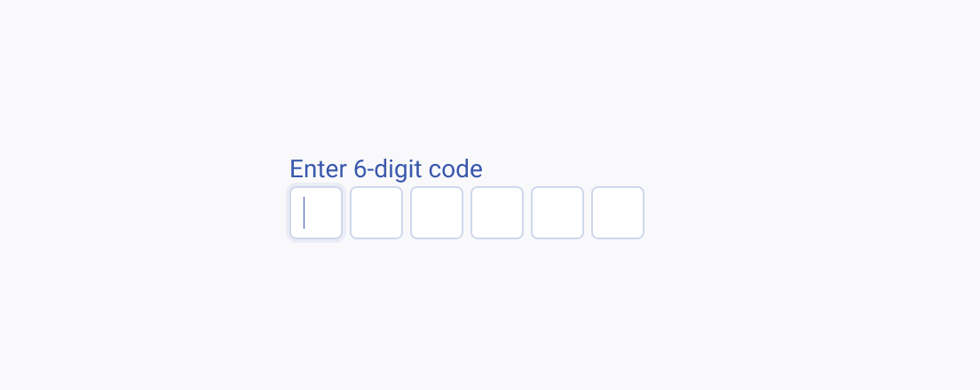 Use a Telerik and Kendo UI OTP Input with a label which states what user input is required. A Telerik and Kendo UI OTP Input with a label.