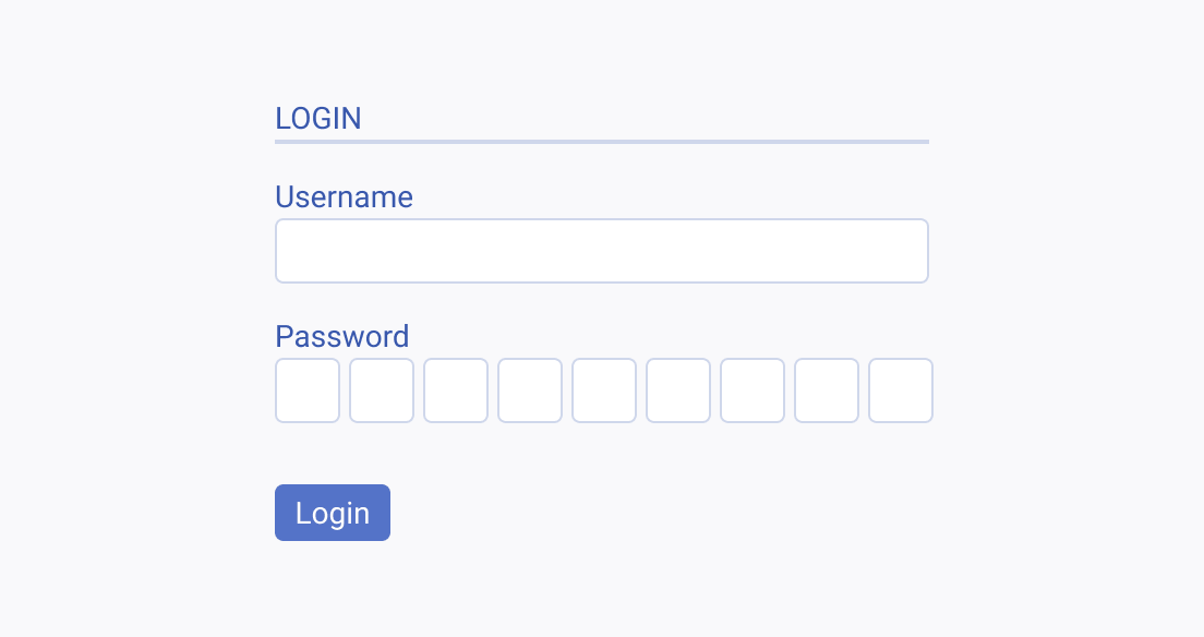 Do not use a Telerik and Kendo UI OTP Input for standard password fields. A Telerik and Kendo UI OTP Input in a loging form.