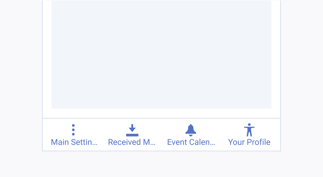 Don't use long labels and misleading icons when working with the Telerik and Kendo UI BottomNavigation. A Telerik and Kendo UI BottomNavigation used incorrectly with misleading icons and long labels