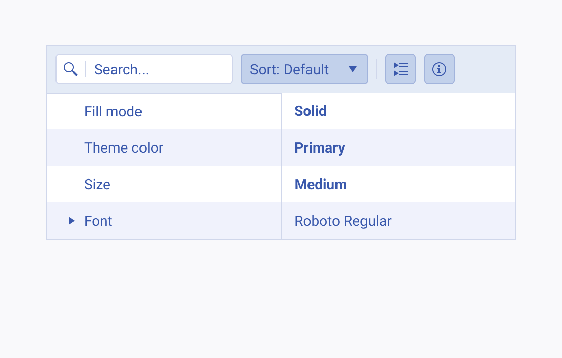 Group related properties so that the UI stays optimized and user-friendly. A Telerik and Kendo UI PropertyGrid component providing a good example of grouping properties.