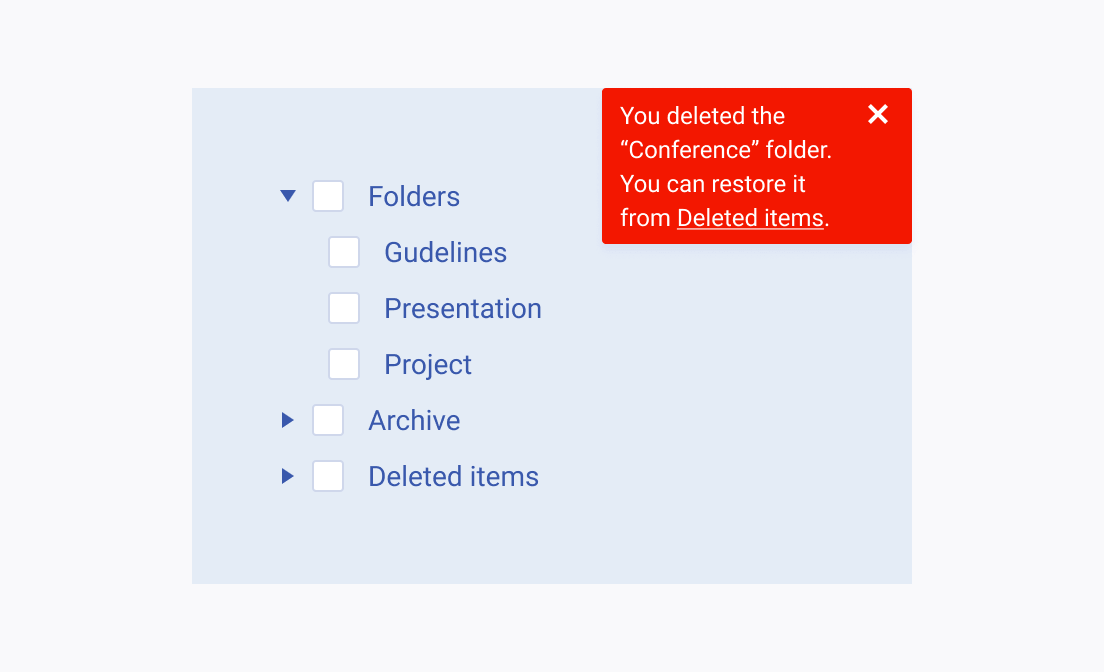 Use the color options of the Telerik and Kendo UI Notification according to the meaning of the message it conveys. A Telerik and Kendo UI Notification demonstrating the usage of color options depending on the meaning of the message it conveys.