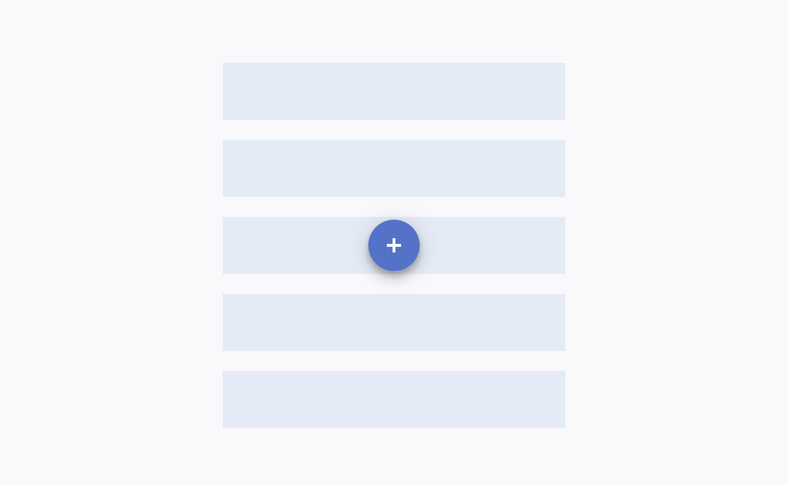Do not place the Telerik and Kendo UI FloatingActionButton in a manner that hides the content and affects the visibility. A Telerik and Kendo UI FloatingActionButton improperly positioned with respect to the content layout.