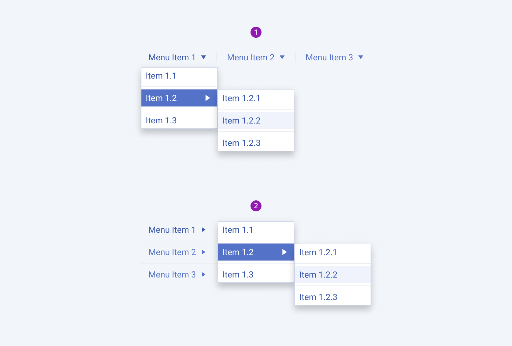 A Telerik and Kendo UI Menu component with separators in a horizontal and vertical orientation A Telerik and Kendo UI Menu component with separators in a horizontal and vertical orientation