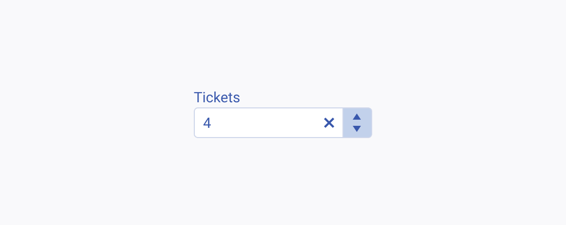 Use a Telerik and Kendo UI NumericTextBox with a label which states what user input is required. A Telerik and Kendo UI NumericTextBox with a Quantity label with a few possible options.