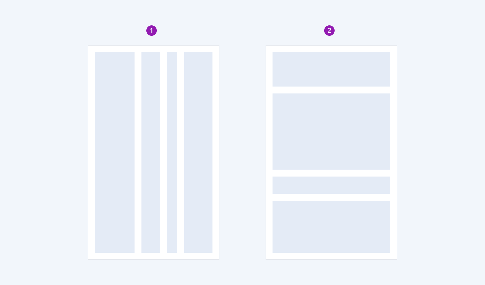 The horizontal and vertical orientations of the Telerik and Kendo UI StackLayout The two possible orientation positions of the Telerik and Kendo UI StackLayout component