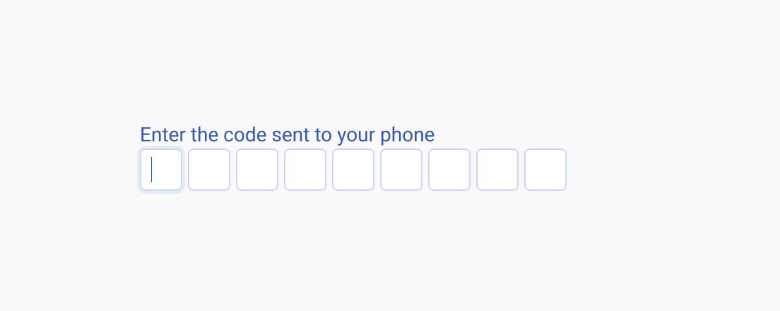 Do not use a Telerik and Kendo UI OTP Input without grouping and separator when multiple fields are required. A Telerik and Kendo UI OTP Input without grouping and separator.