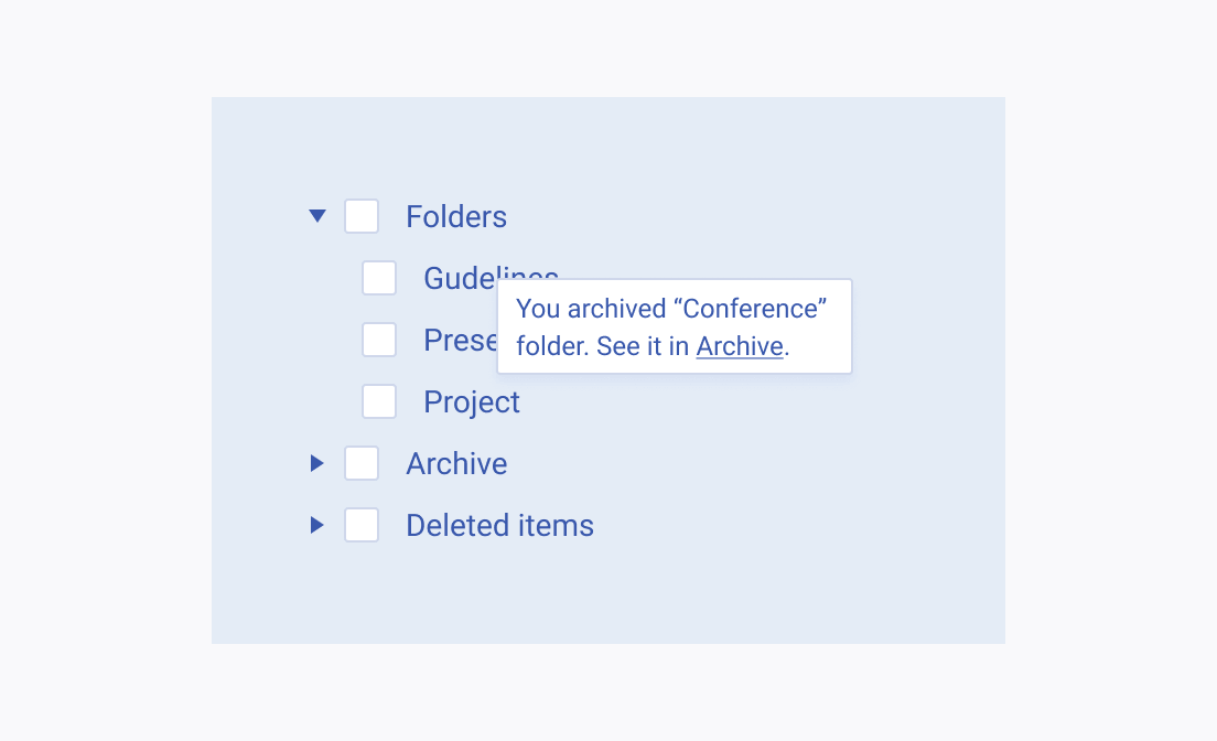 Do not place the Telerik and Kendo UI Notification in a way that affects the content visibility and disrupts the workflow. Incorrect use of a Telerik and Kendo UI Notification placed in a way that hides the content.