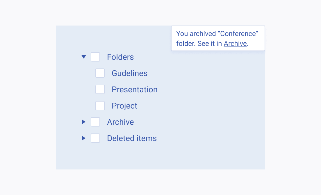 Place the Telerik and Kendo UI Notification at the top or the bottom of the page according to the layout so it does not affect the visibility of the content. A Telerik and Kendo UI Notification that is placed at the top of the page and does not affect the content visibility.