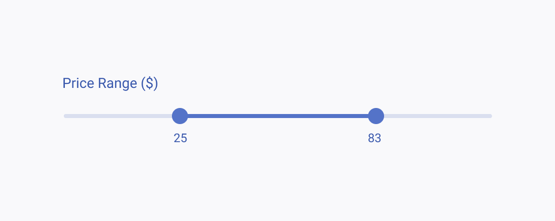 Applying clear design to the Telerik and Kendo UI RangeSlider component The Telerik and Kendo UI RangeSlider providing clear visual indication and user-friendly experience