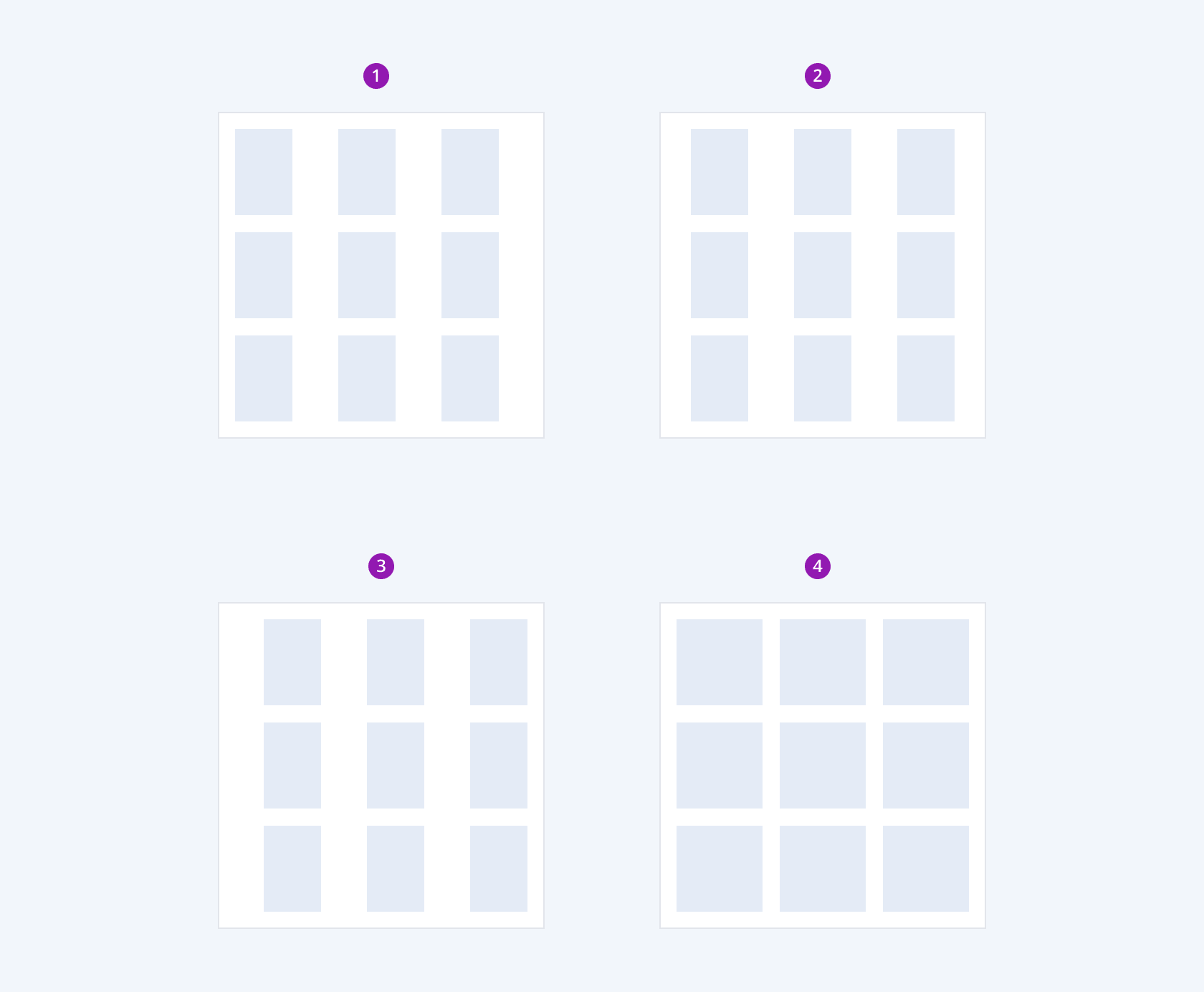 The left, center, right, and stretch horizontal alignments of the Telerik and Kendo UI GridLayout The four possible horizontal alignment options of the Telerik and Kendo UI GridLayout component