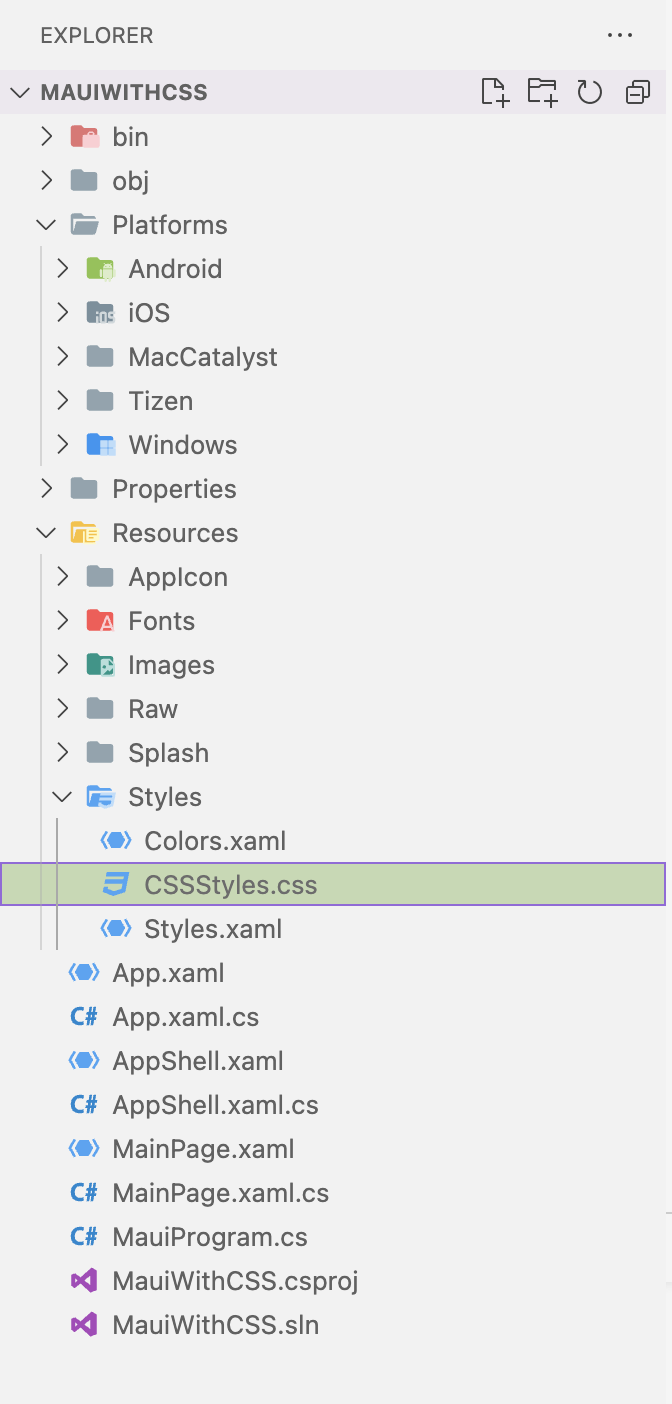 CSSStyles.css in Styles folder