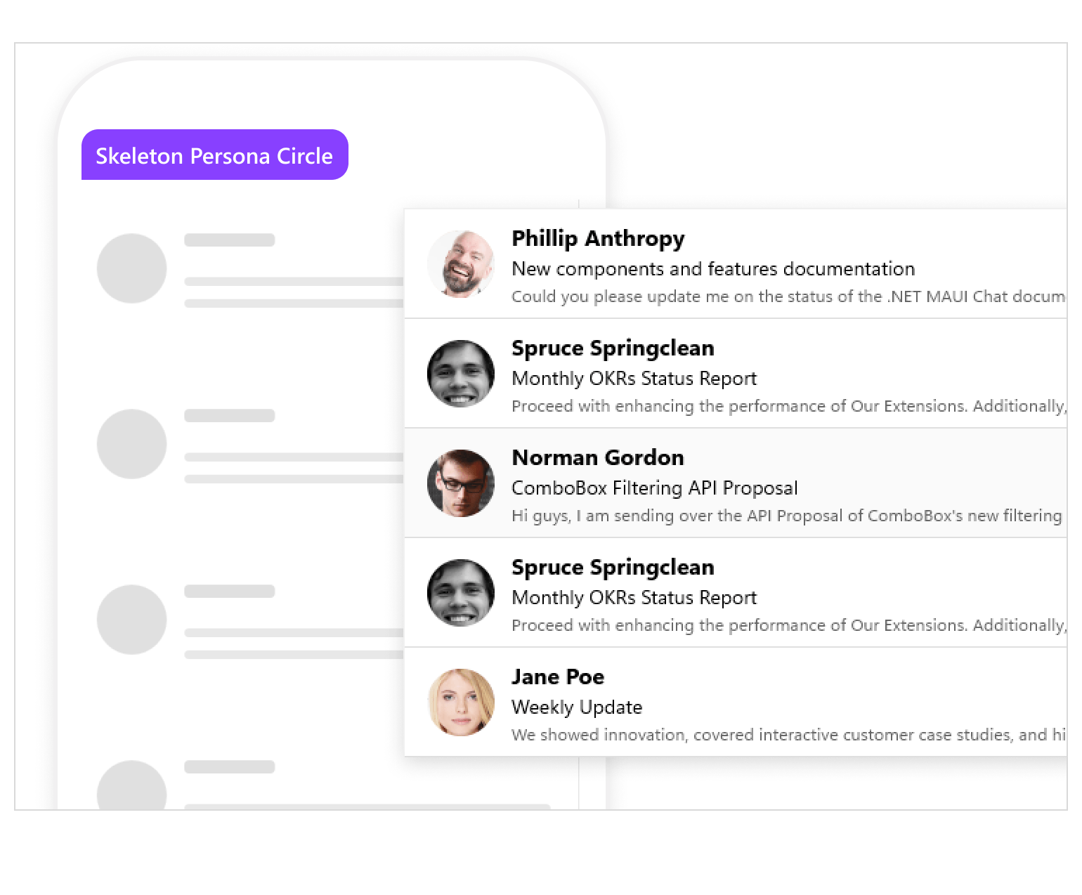 .NET MAUI Skeleton PersonaCircle & PersonaSquare