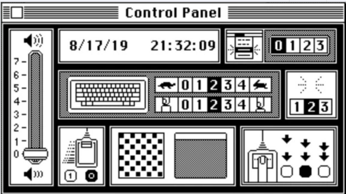 Macintosh System 1 Control Panel UI