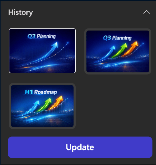 Image generation history in Microsoft 365 Copilot 