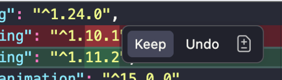 Keep / Undo buttons in VS Code Copilot