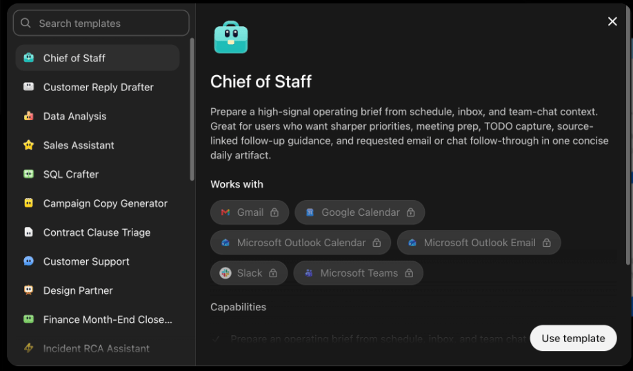 Agent templates in ChatGPT