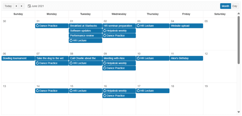 Telerik UI for Blazor Scheduler Updated Month View