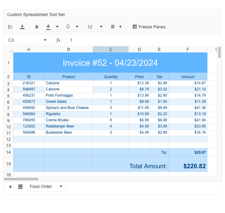 Telerik UI for Blazor Spreadsheet-Tools