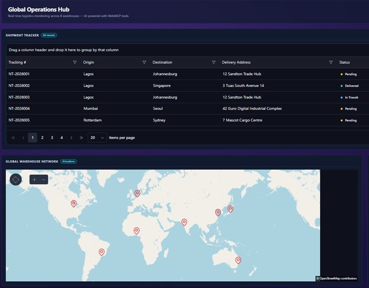 Kendo UI for Angular WebMCP - Global Operations Hub