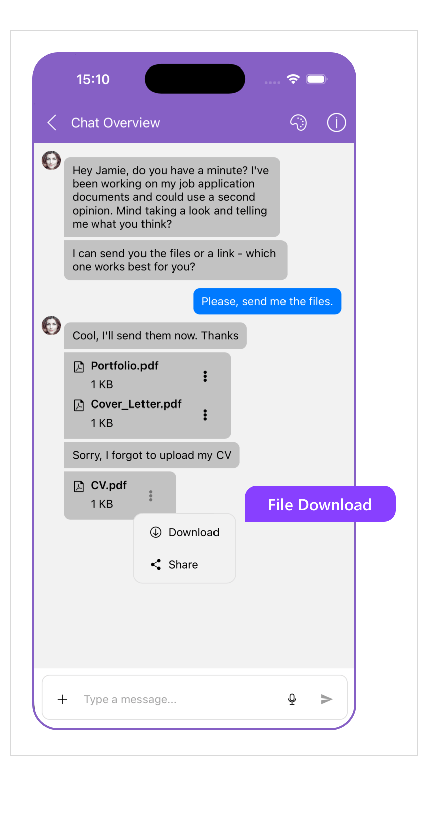 Telerik for .NET MAUI Chat Revamp File Download