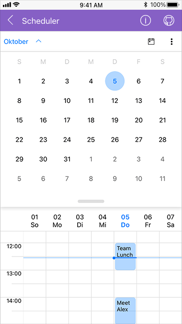 Telerik UI for NET MAUI Scheduler showing Globalization