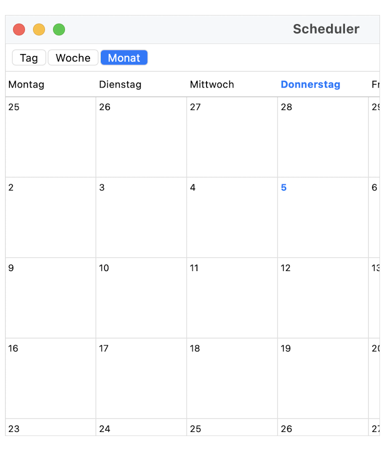 Telerik UI for NET MAUI Scheduler showing Localization scenario