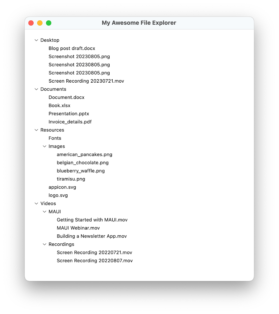 Progress of TreeView File Explorer Example