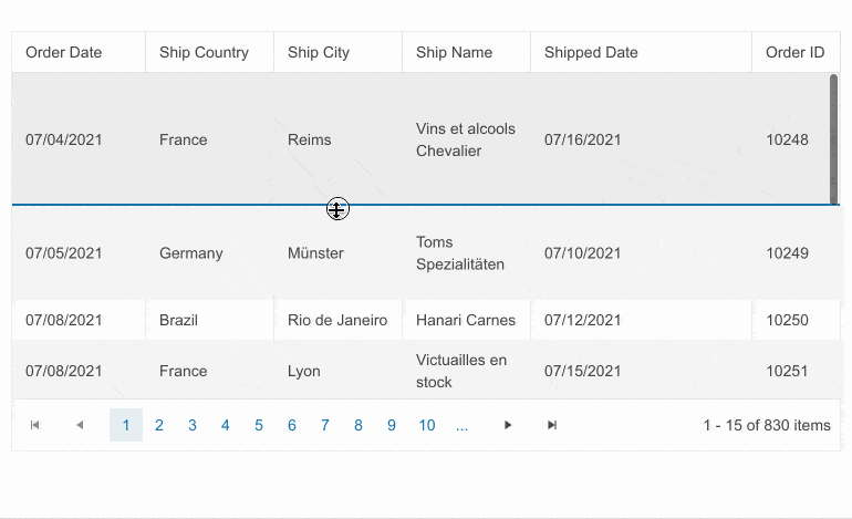 Grid Row Resizing