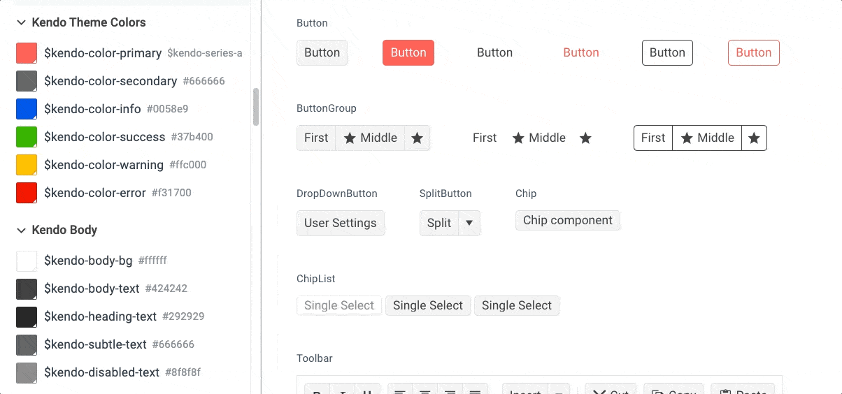 A gif showing Figma variables being applied to theme variables in ThemeBuilder and updating in the Live Preview Panel