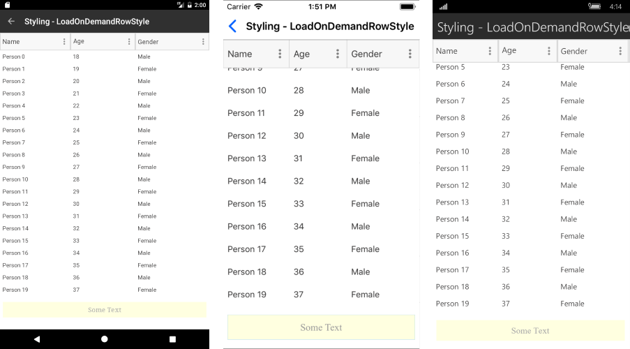 styling - load on demand row style