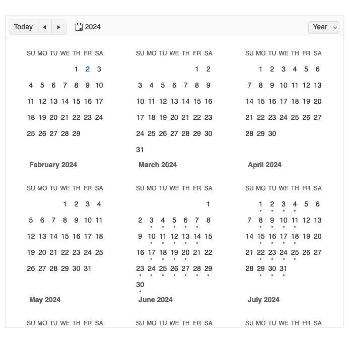 Scheduler YearView