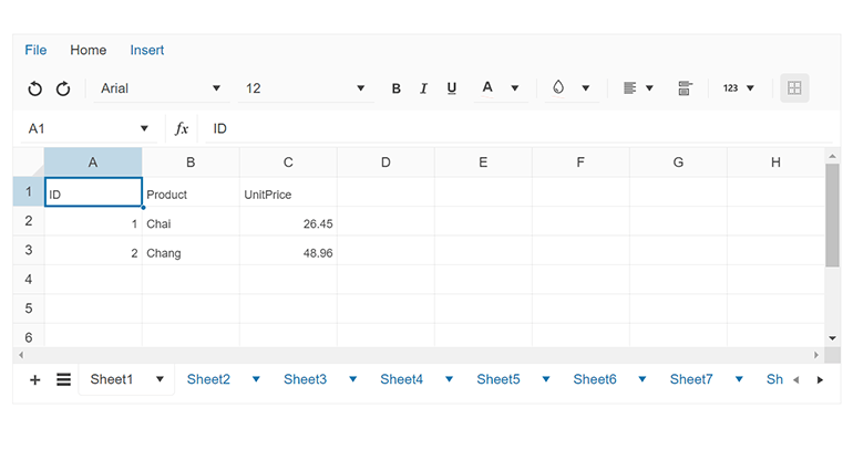 Spreadsheet Sheets Bar