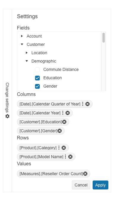 Telerik UI for Blazor PivotGrid - Configurator