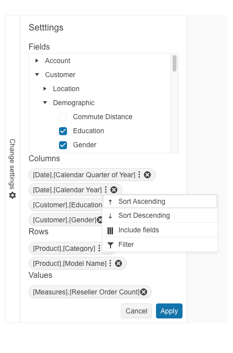 Telerik UI for Blazor PivotGrid Sorting