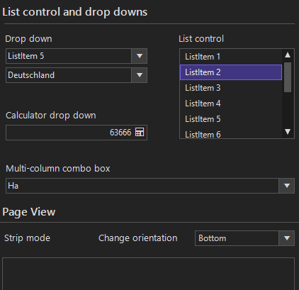 List control and dropdowns - user first selects an item froma dropdown, then moves to a list control to choose an item, then selects a calculator dropdown