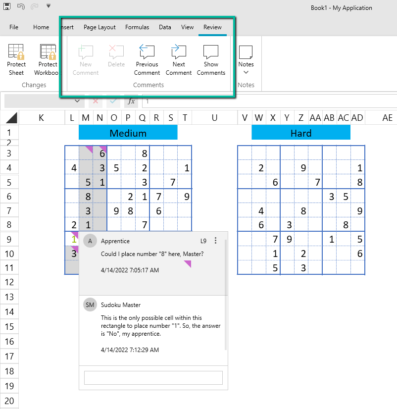 Comments in RadSpreadsheet for WPF