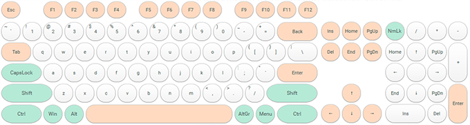 RadVirtualKeyboard rounded buttons and plae orange and green highlights