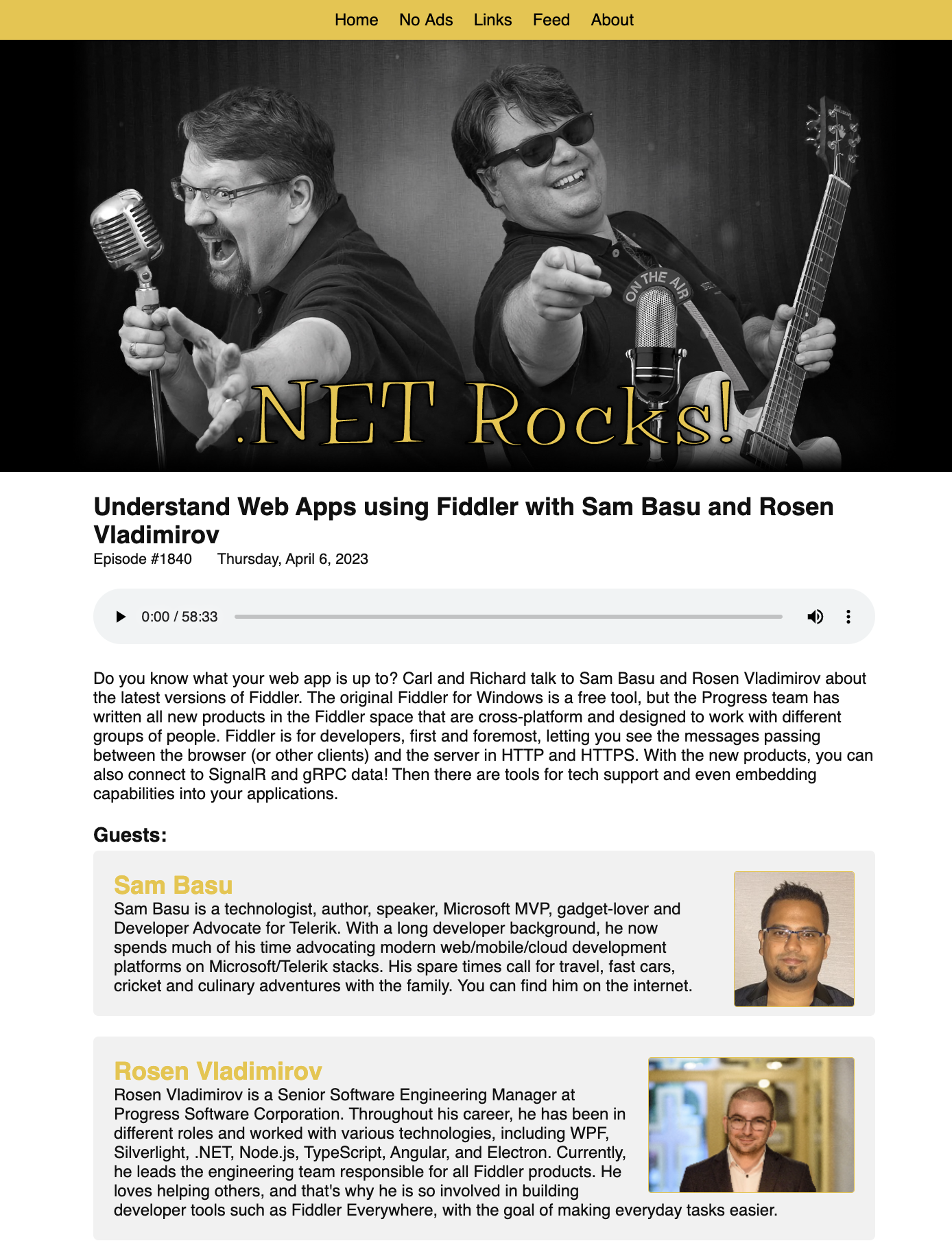 Screenshot of .NET Rocks episode with Rosen Vladimirov and Sam Basu
