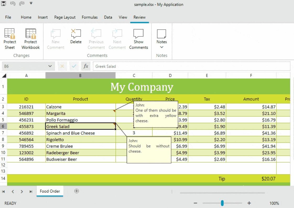 Note or Comment Your Content With RadSpreadsheet for WPF