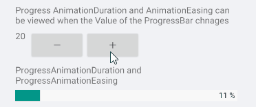 Amination easing and duration when determinate progressbar