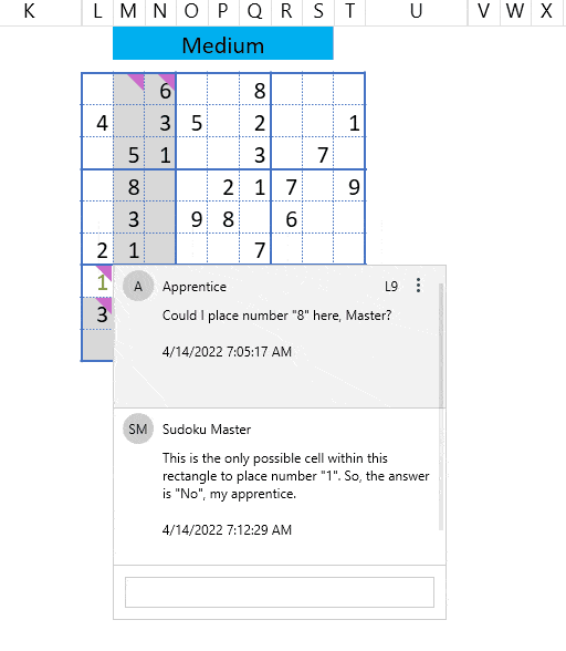 Resolve comment in RadSpreadsheet for WPF