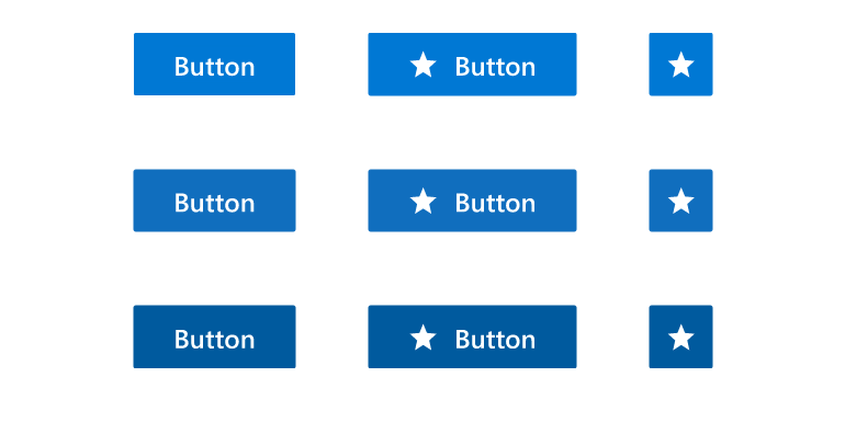 Examples of Kendo UI Buttons in the Fluent theme