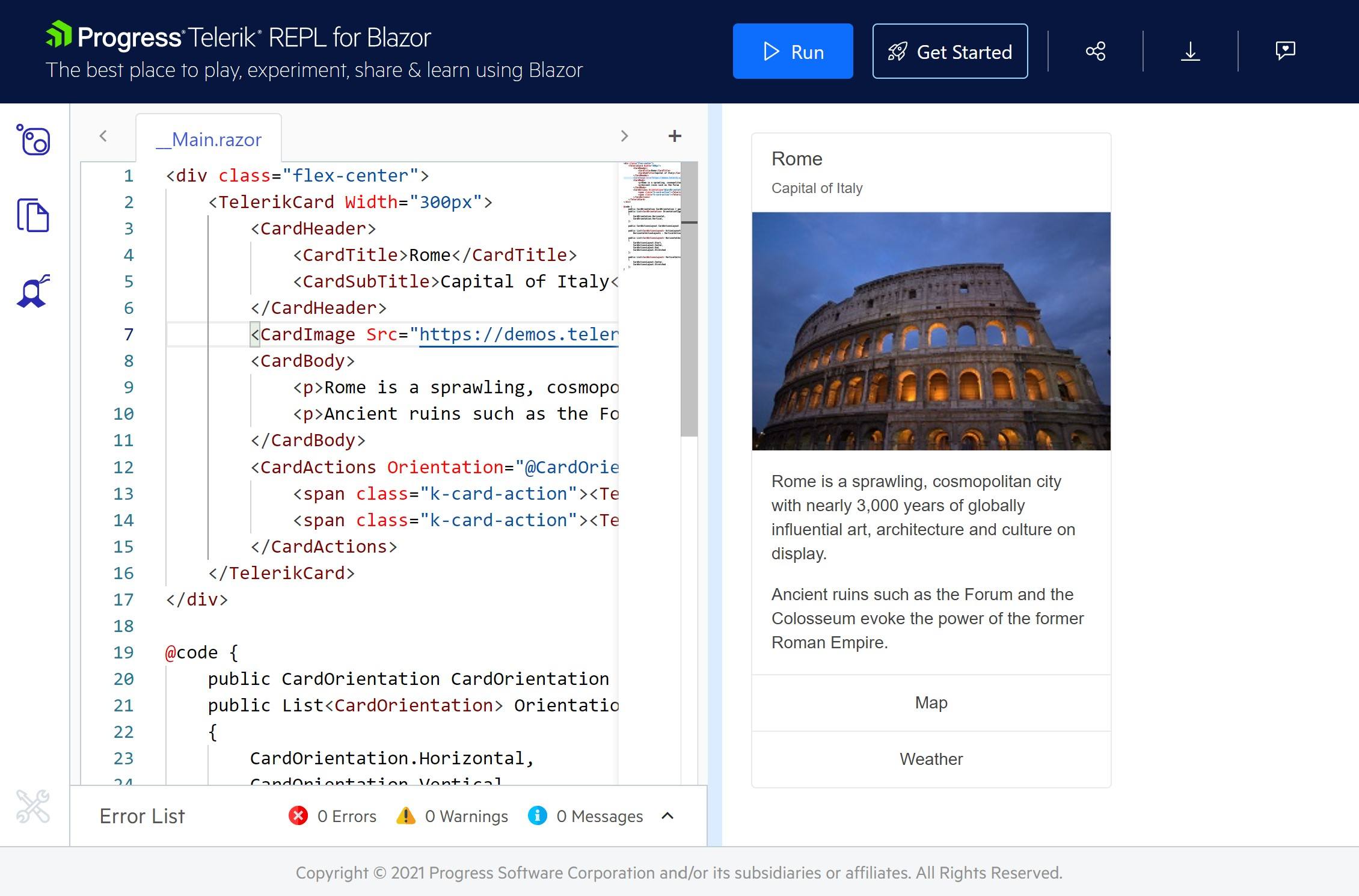 Telerik REPL for Blazor