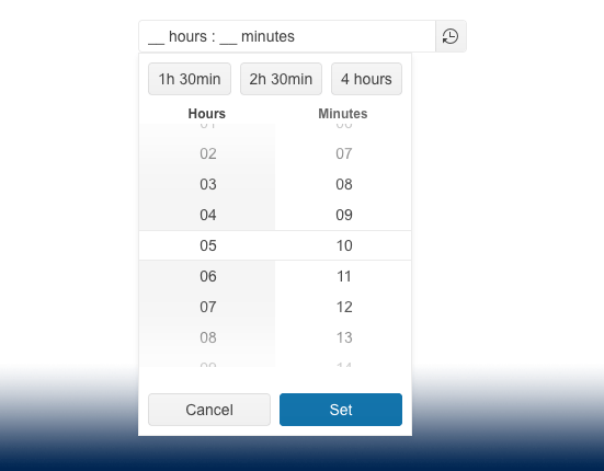 Telerik UI for ASP.NET Core TimeDurationPicker Header