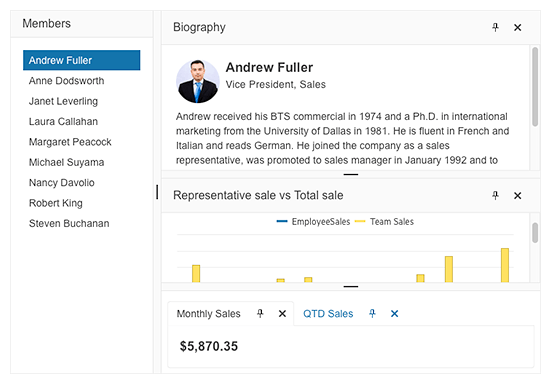 Telerik UI for ASP.NET Core DockManager UI-Overview-Header